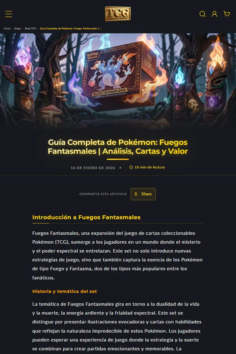 Artículo del blog de TCG Collection con su imagen principal generada con IA