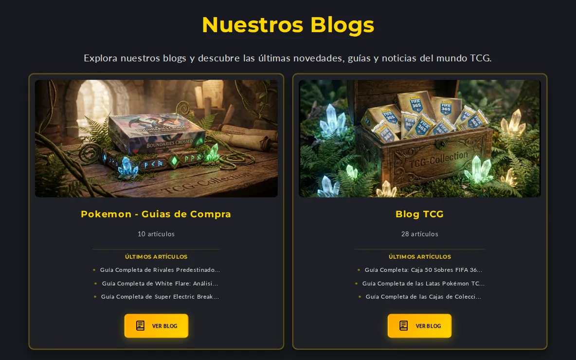 Blog de TCG Collection, escrito e ilustrado por flujos de n8n